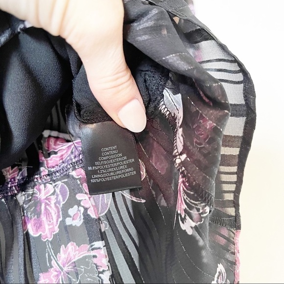 WAYF Women's Virginia Floral Peplum Blouse Sheer Metallic Black Pink XS NWT - Picture 5 of 6